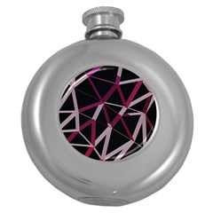 3d Lovely Geo Lines Iii Round Hip Flask (5 Oz) by Uniqued