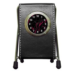 3d Lovely Geo Lines Viii Pen Holder Desk Clock by Uniqued