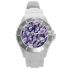 3d Lovely Geo Lines Ix Round Plastic Sport Watch (l) by Uniqued