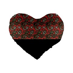 Floral Standard 16  Premium Flano Heart Shape Cushions by Sparkle