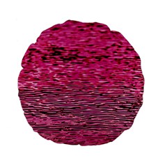 Pink  Waves Flow Series 1 Standard 15  Premium Flano Round Cushions by DimitriosArt