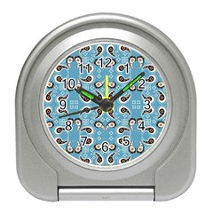 Floral Pattern Paisley Style Paisley Print  Doodle Background Travel Alarm Clock by Eskimos