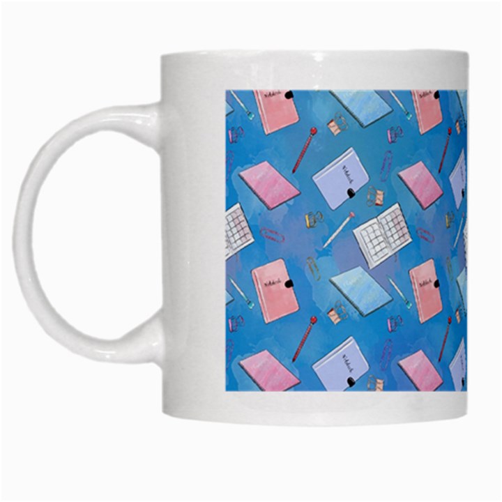 Notepads Pens And Pencils White Mugs