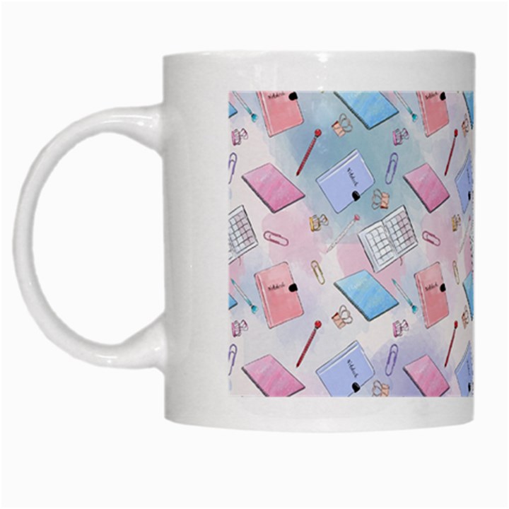 Notepads Pens And Pencils White Mugs