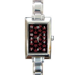 Weed Pattern Rectangle Italian Charm Watch by Valentinaart