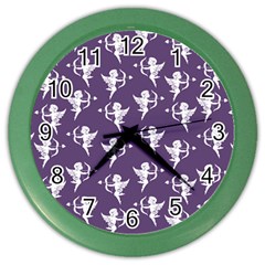 Cupid Pattern Color Wall Clock by Valentinaart