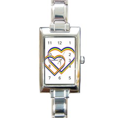 Rainbow Hearts Rectangle Italian Charm Watch by UniqueThings