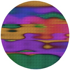 Puzzle Landscape In Beautiful Jigsaw Colors Wooden Puzzle Round by pepitasart