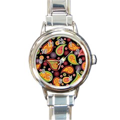 Paisley Pattern Design Round Italian Charm Watch by befabulous