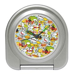 Comic Pow Bamm Boom Poof Wtf Pattern 1 Travel Alarm Clock by EDDArt