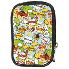 Comic Pow Bamm Boom Poof Wtf Pattern 1 Compact Camera Leather Case by EDDArt