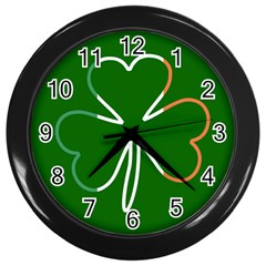 Shamrock Irish Clover St Patrick Wall Clock (black) by yoursparklingshop