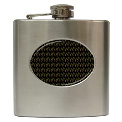 Fern Pattern 2 Black Hip Flask (6 Oz) by violetheavensky