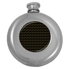 Fern Pattern 2 Black Round Hip Flask (5 Oz) by violetheavensky