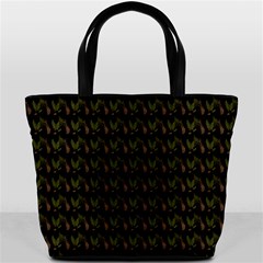 Fern Pattern 2 Black Bucket Bag by violetheavensky