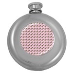 Fern Pattern 2 Pink Round Hip Flask (5 oz) Front