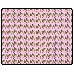 Fern Pattern 2 Pink Double Sided Fleece Blanket (medium)  by violetheavensky