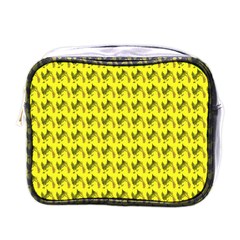 Fern Pattern 2 Yellow Mini Toiletries Bag (one Side) by violetheavensky