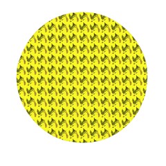 Fern Pattern 2 Yellow Mini Round Pill Box (pack Of 5) by violetheavensky