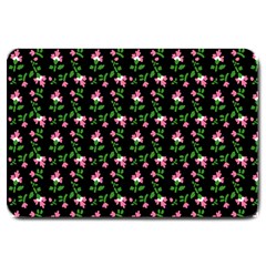 Pink Carnation Black Large Doormat  by violetheavensky