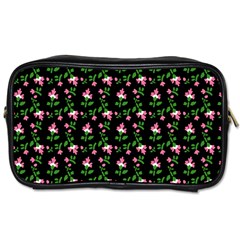 Pink Carnation Black Toiletries Bag (two Sides) by violetheavensky