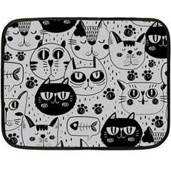 Black Outline Cat Heads Double Sided Fleece Blanket (mini)  by crcustomgifts