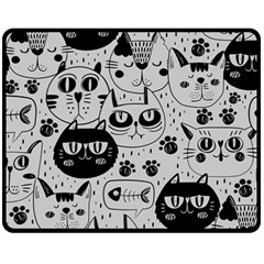 Black Outline Cat Heads Fleece Blanket (medium)  by crcustomgifts