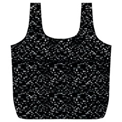 Pixel Grid Dark Black And White Pattern Full Print Recycle Bag (xl) by dflcprintsclothing