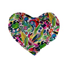 Floral Standard 16  Premium Flano Heart Shape Cushions by Sparkle