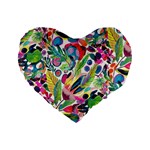 Floral Standard 16  Premium Flano Heart Shape Cushions Front