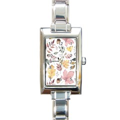 Flowers Pattern Rectangle Italian Charm Watch by Sparkle