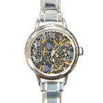 Floral Round Italian Charm Watch Front