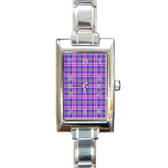 Tartan Purple Rectangle Italian Charm Watch by tartantotartanspink2