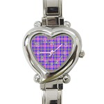 Tartan Purple Heart Italian Charm Watch Front