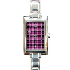 Pink Tartan 3 Rectangle Italian Charm Watch by tartantotartanspink2