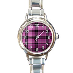 Pink Tartan 3 Round Italian Charm Watch by tartantotartanspink2