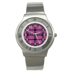 Pink Tartan 3 Stainless Steel Watch by tartantotartanspink2