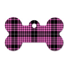 Pink Tartan 3 Dog Tag Bone (one Side) by tartantotartanspink2