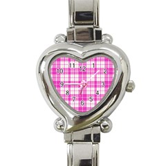 Pink Tartan Heart Italian Charm Watch by tartantotartanspink2