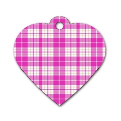 Pink Tartan Dog Tag Heart (one Side) by tartantotartanspink2