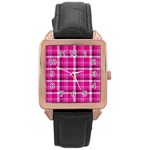 Pink Tartan-9 Rose Gold Leather Watch  Front