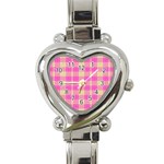 Pink Tartan 4 Heart Italian Charm Watch Front