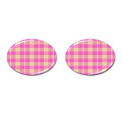 Pink Tartan 4 Cufflinks (oval) by tartantotartanspink2