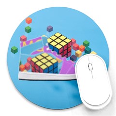 Floating-cubes-on-blue Backgrounderaser 20220422 203144521 Backgrounderaser 20220422 203216276 Round Mousepads by marthatravis1968