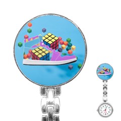 Floating-cubes-on-blue Backgrounderaser 20220422 203144521 Backgrounderaser 20220422 203216276 Stainless Steel Nurses Watch by marthatravis1968