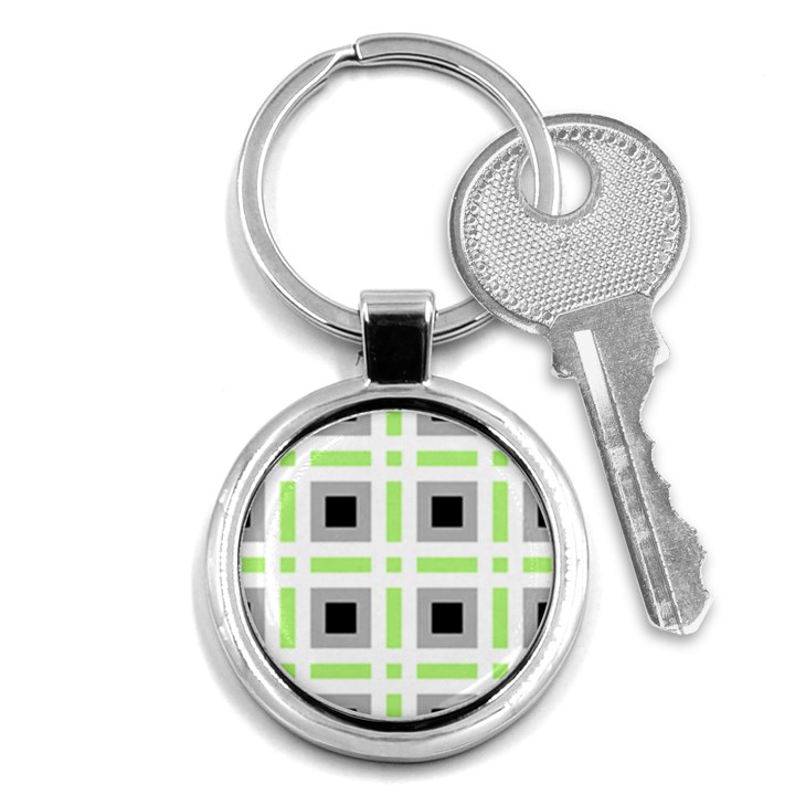 Agender Flag Plaid Key Chain (Round)