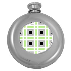 Agender Flag Plaid Round Hip Flask (5 Oz) by WetdryvacsLair