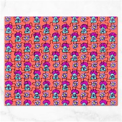 Funky Mushroom Peach Bg Rectangular Jigsaw Puzzl by violetheavensky