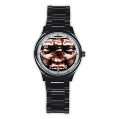 Creepy Head Portrait Artwork Stainless Steel Round Watch by dflcprintsclothing