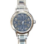 Folk flowers print Floral pattern Ethnic art Round Italian Charm Watch Front